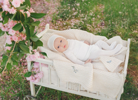 Peluche Floral Birds EMB Waffle Blanket