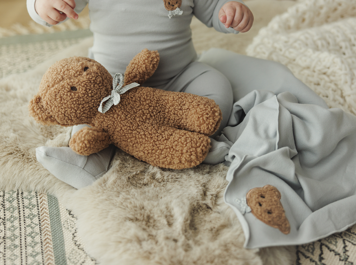 Lilette Bear with Bow - Brown/ Pale Blue