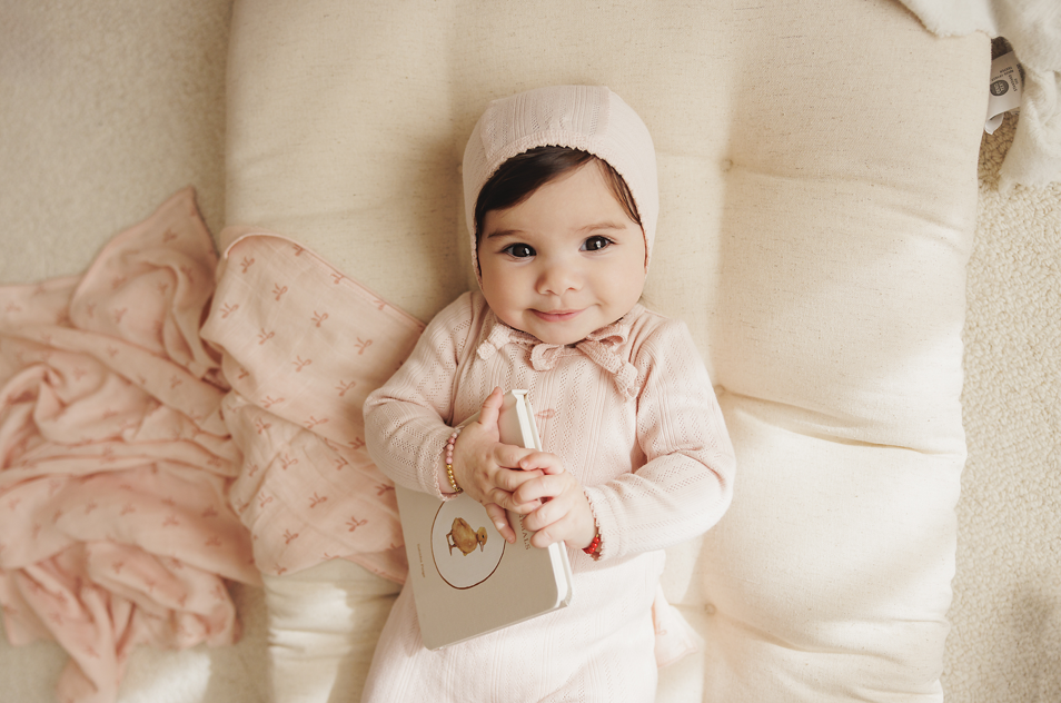 Lilette Pointelle Graphic Footie -Soft Pink