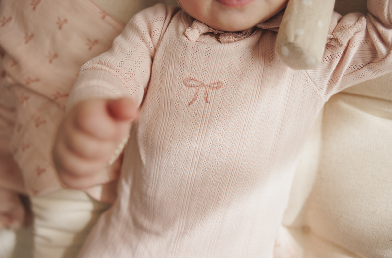 Lilette Pointelle Graphic Footie -Soft Pink