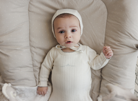 Lilette Pointelle Graphic Footie - Cream/Blue Crown