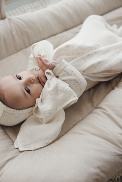 Lilette Pointelle Graphic Layette Set - Cream/Blue Crown