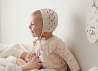 Lilette Dotty Knit Footie & Bonnet W Popcorn Cardigan & Bonnet - Petal