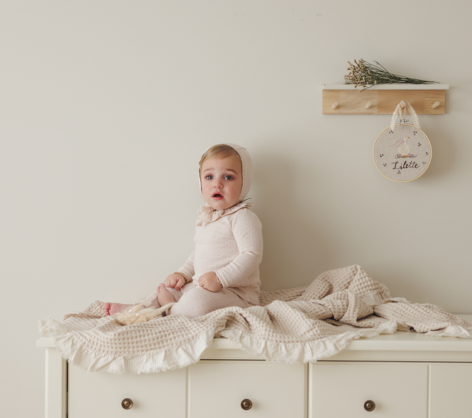 Lilette Fine Pointelle Collar Layette Set - Petal Ruffle