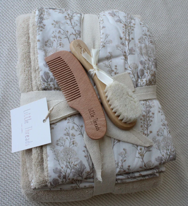 Little Threads Wooden Baby Brush & Comb Set