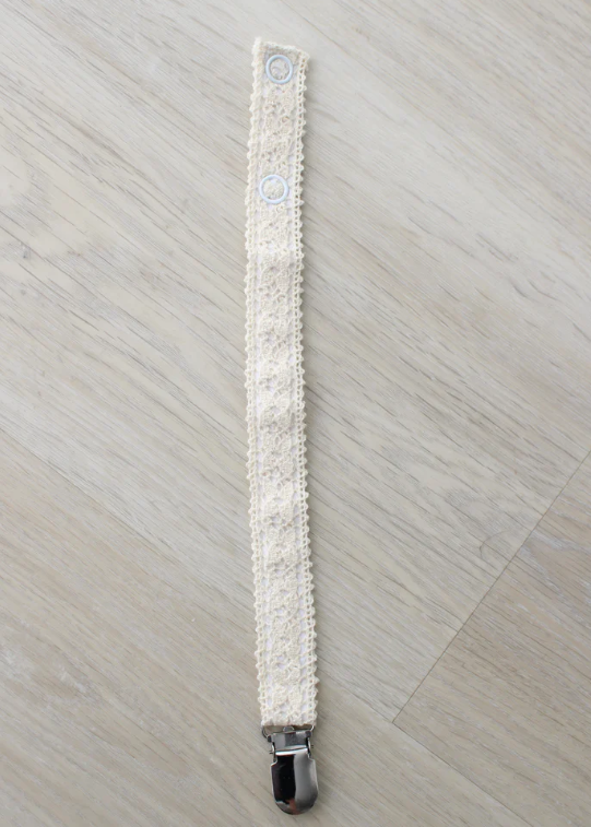 Little Threads Crotchet Pacifier Clip - Buttercream