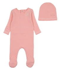 Bee & Dee Contrast Footie & Beanie - Coral