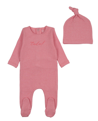 Bee & Dee Tada! Footie & Beanie- Bright Rose