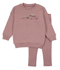 Bee & Dee Flower Truck Top & Pants Set - Old Rose