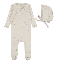 Lilette Cherry Scallop Footie & Hat - Cream/Blue
