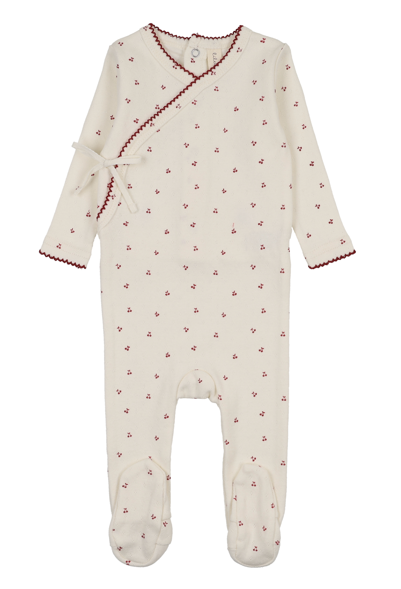 Lilette Cherry Scallop Footie - Cream/Pink