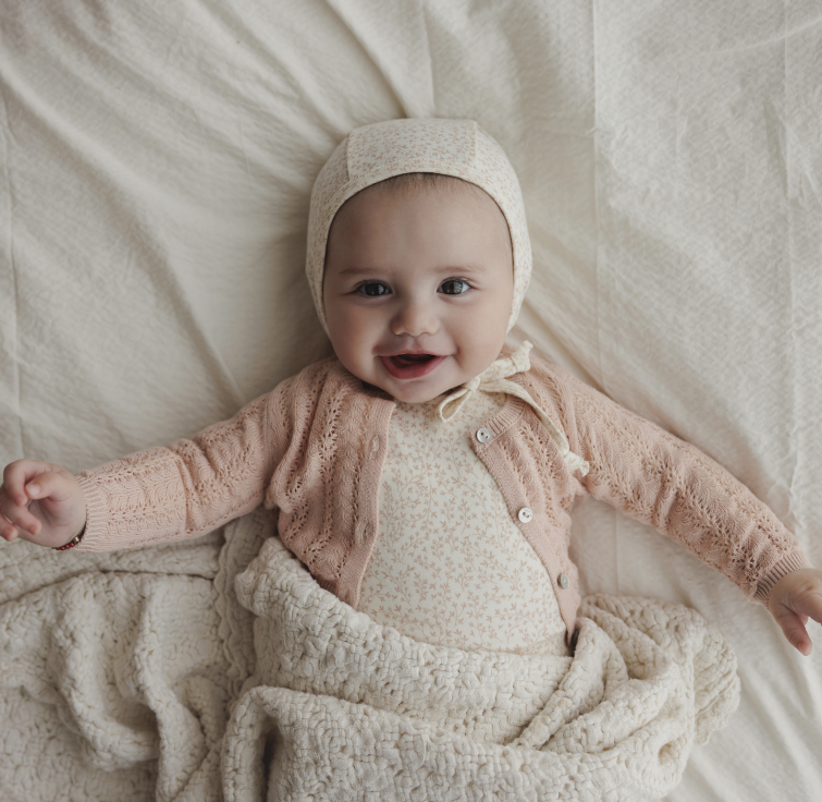 Lilette Leaf Trail Footie & Hat - Cream/Pink