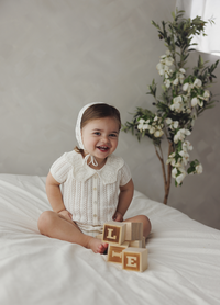 Lilette Crochet Knit Romper - Girls Cream