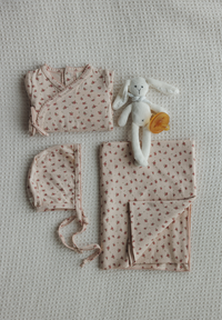 Lilette Printed Wrapover Layette Set - Petal