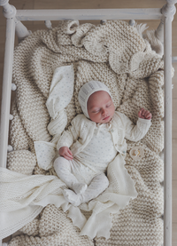 Lilette Crochet Knit Shrug & Bonnet - Cream