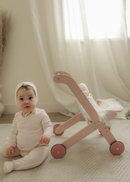 Little Fragile Double Side Wrap Footie & Hat- Blush