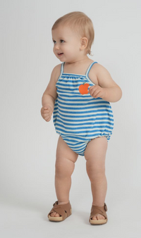 Puddles Striped Apple Terry Romper-Boys