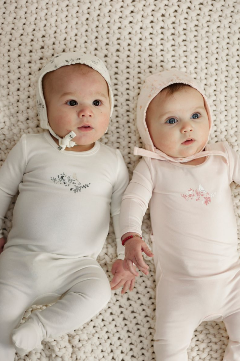 Little Fragile Bird Crest Layette Set- Pink