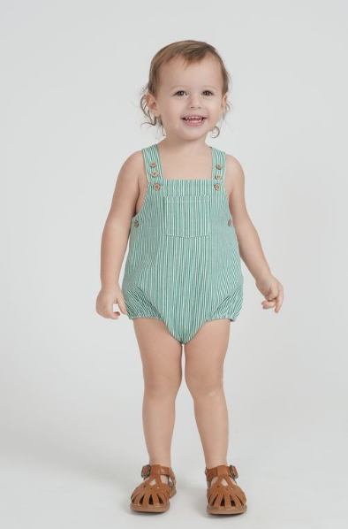 FYI Striped Overall-Green/White