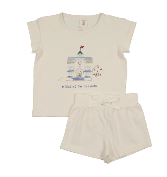 Analogie House Marled Top & Shorts Set - Cream Boy