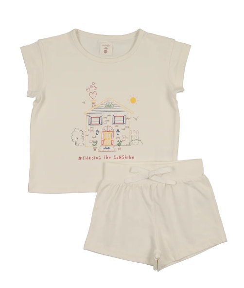 Analogie House Marled Top & Shorts Set - Cream Girl