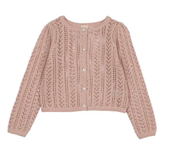 Analogie Girls Pointelle Cardigan - Bud Pink