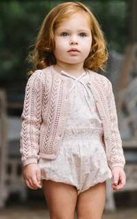 Analogie Girls Pointelle Cardigan - Bud Pink