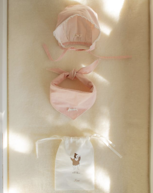 Ferne Keepsake Bonnet & Bib Set - Pink Gingham