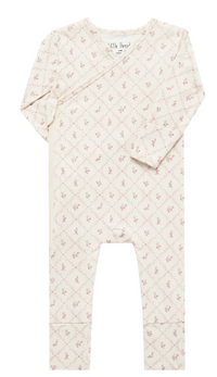Little Threads Lattice Bamboo Wrap Footie- Mauve
