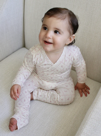 Little Threads Lattice Bamboo Wrap Footie- Mauve