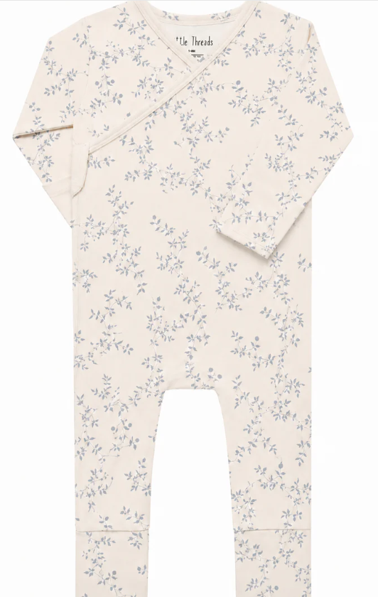 Little Threads Soft Blue Vine Wrap Footie