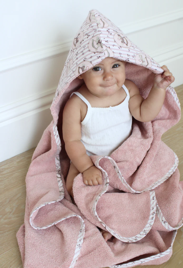 Little Threads Rose Rocking Horse Bath Towel