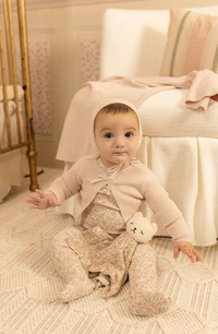 Bee & Dee Petite Fleurs Footie, Hat & Cardigan - Hushed Pink