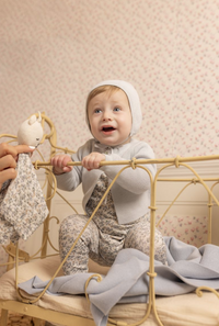 Bee & Dee Petite Fleurs Footie, Hat & Cardigan - Dusty Blue