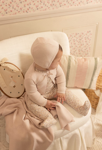 Bee & Dee Petite Fleurs Footie, Hat & Cardigan - Hushed Pink