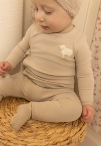 Bee & Dee Little Lamb Footie & Beanie - Coffee