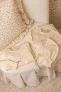 Bee & Dee Botanical Crest Footie & Bonnet - Cream Boys