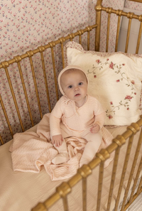 Bee & Dee Herringbone Cardigan Layette Set - Pearly Pink