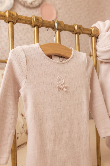 Bee & Dee Sweet Classic Pointelle Footie & Beanie - Hushed Pink