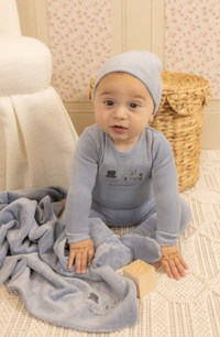 Bee & Dee Paraphenalia Velour Footie & Beanie - Crystal Blue