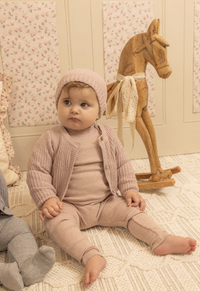Bee & Dee Chenille Cardigan Overall Set - Tea Rose
