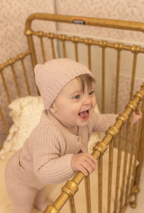 Bee & Dee Chenille Cardigan Overall Set - Tea Rose