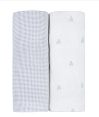 Elys & Co Gingham Bear 2 Pack Sheets - Blue