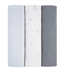 Elys & Co Gingham Bear 3 Pack Muslin Swaddles - Blue