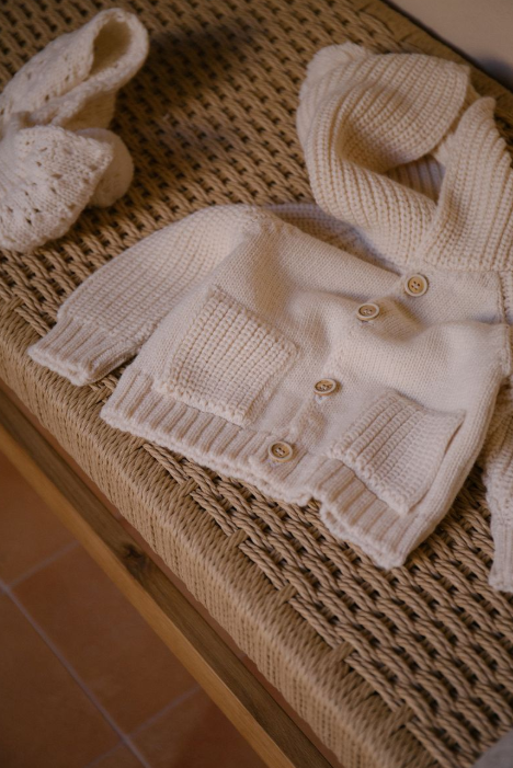 1 + In The Family Toulouse Cardigan & Beanie - Ecru
