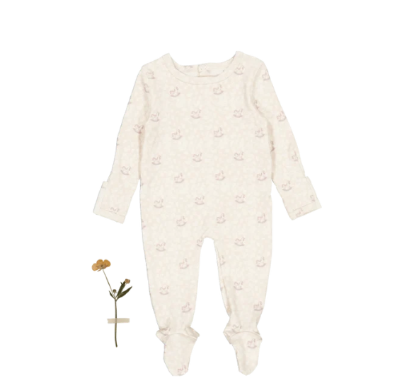 Lovely Littles Printed Footie & Hat - Heirloom Pony