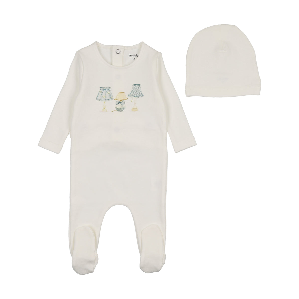 Bee & Dee Shades of Baby Footie & Beanie-Chalk White Boys