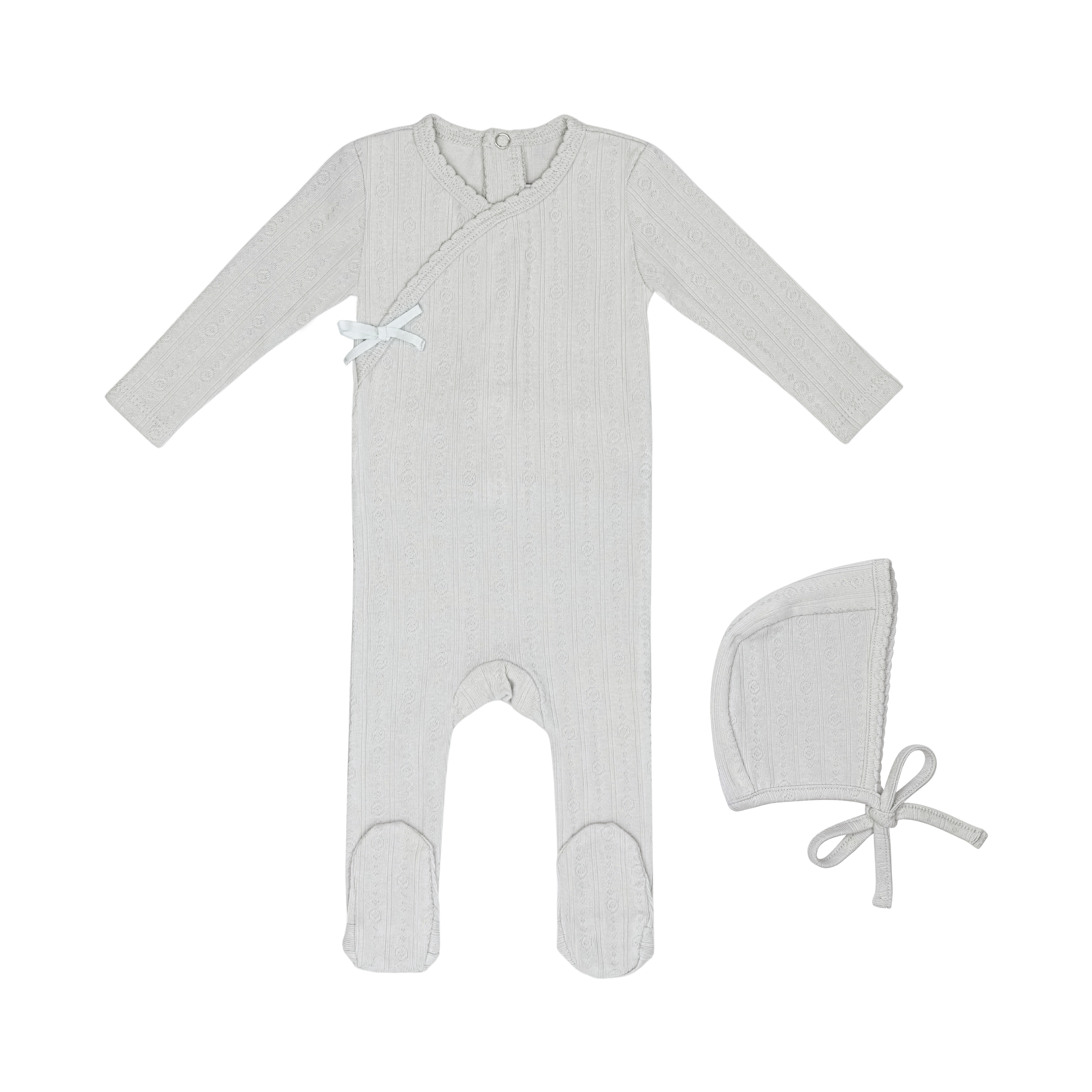 Minilabel Wrapover Pointelle Footie & Hat - Blue Circle