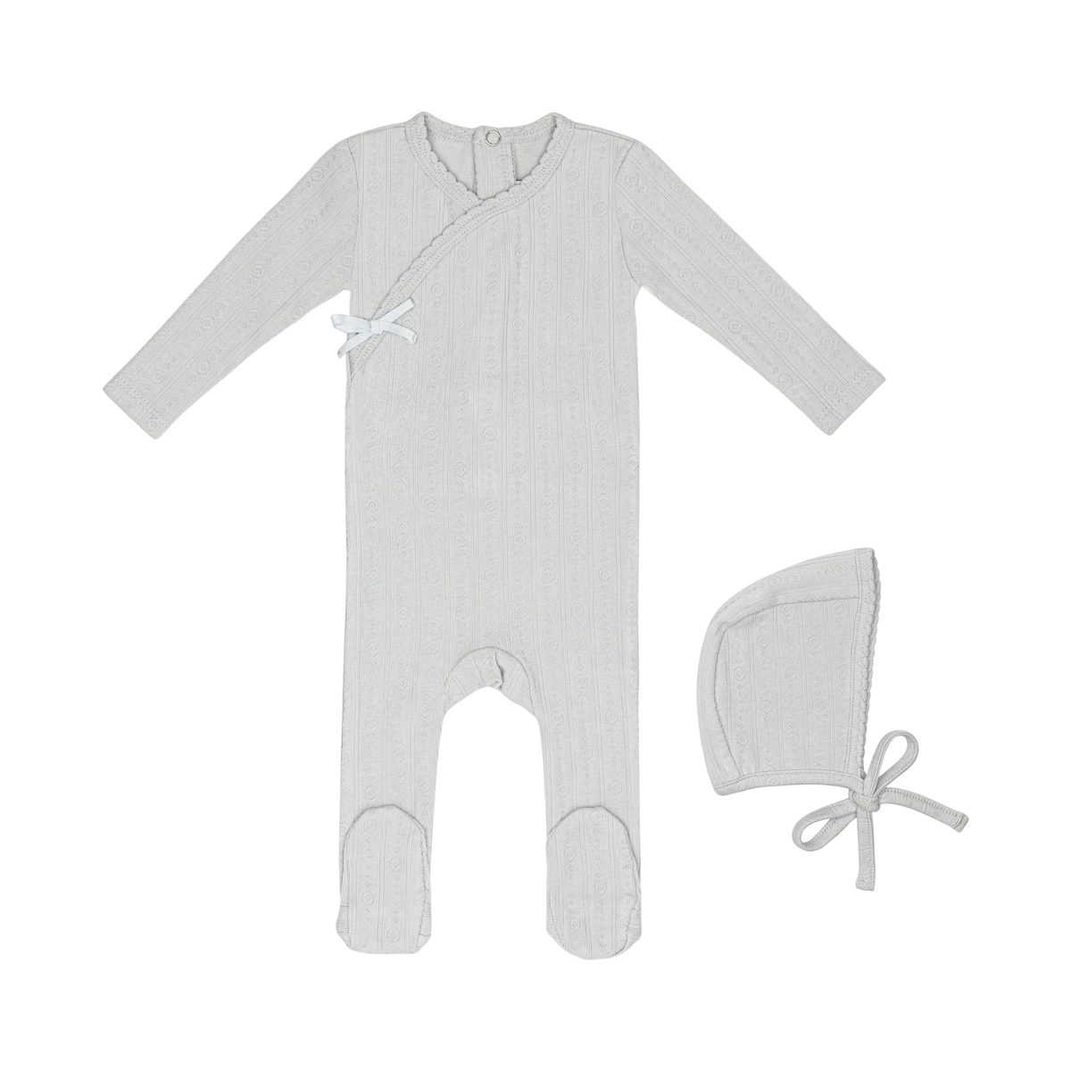 Minilabel Wrapover Pointelle Footie & Hat - Blue Circle