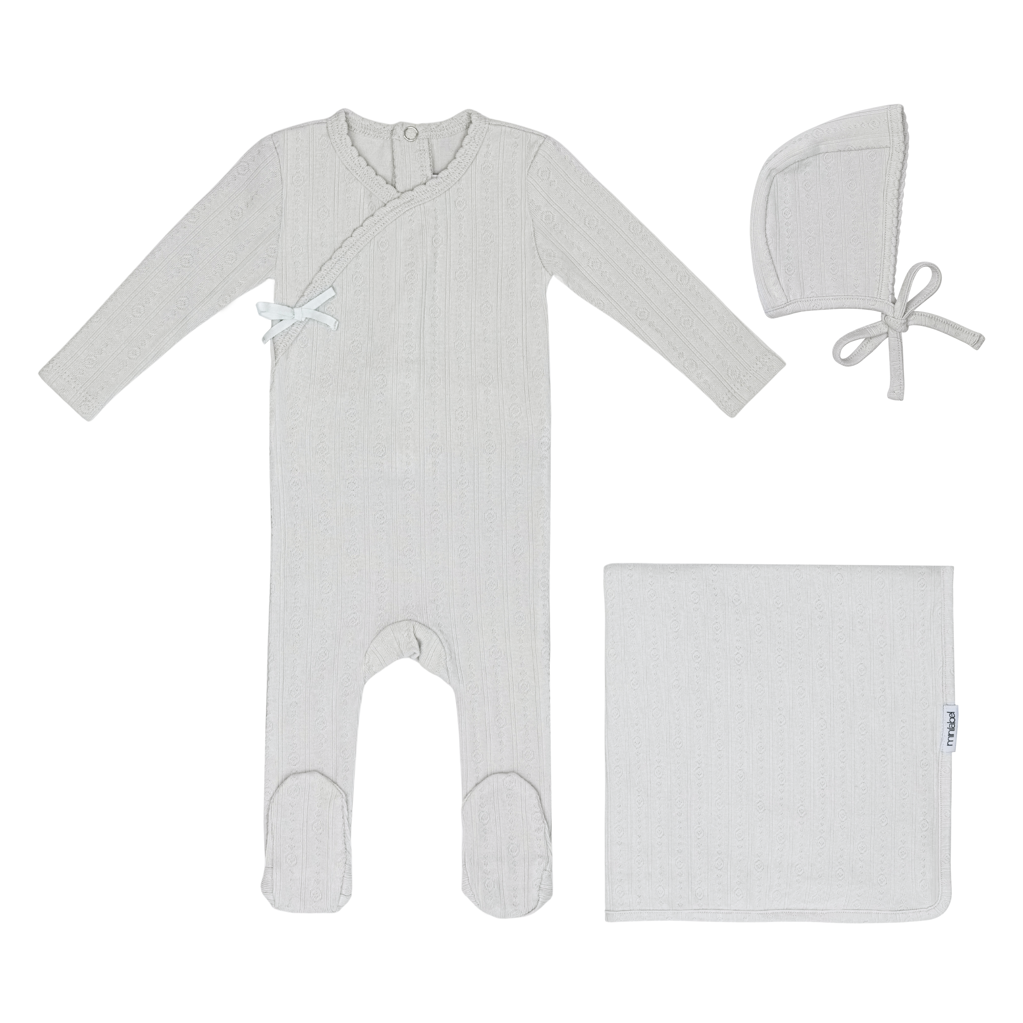 Minilabel Wrapover Pointelle Layette Set - Blue Circle
